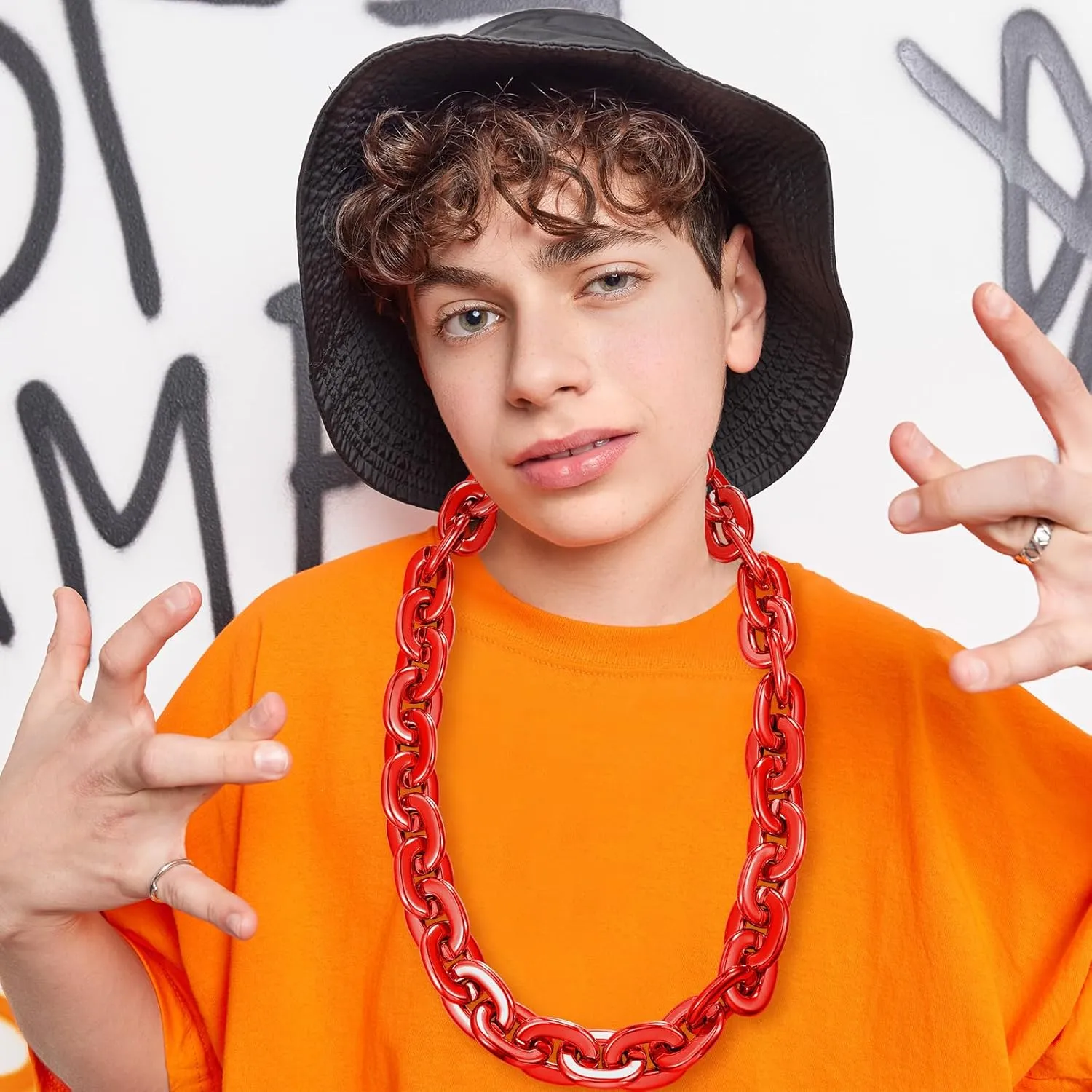 Jumbo Plastic Chain Necklace Hip Hop Rapper Gold Chain for Party Costume Accessory, 31.5Inch/35.4Inch/39.4Inch