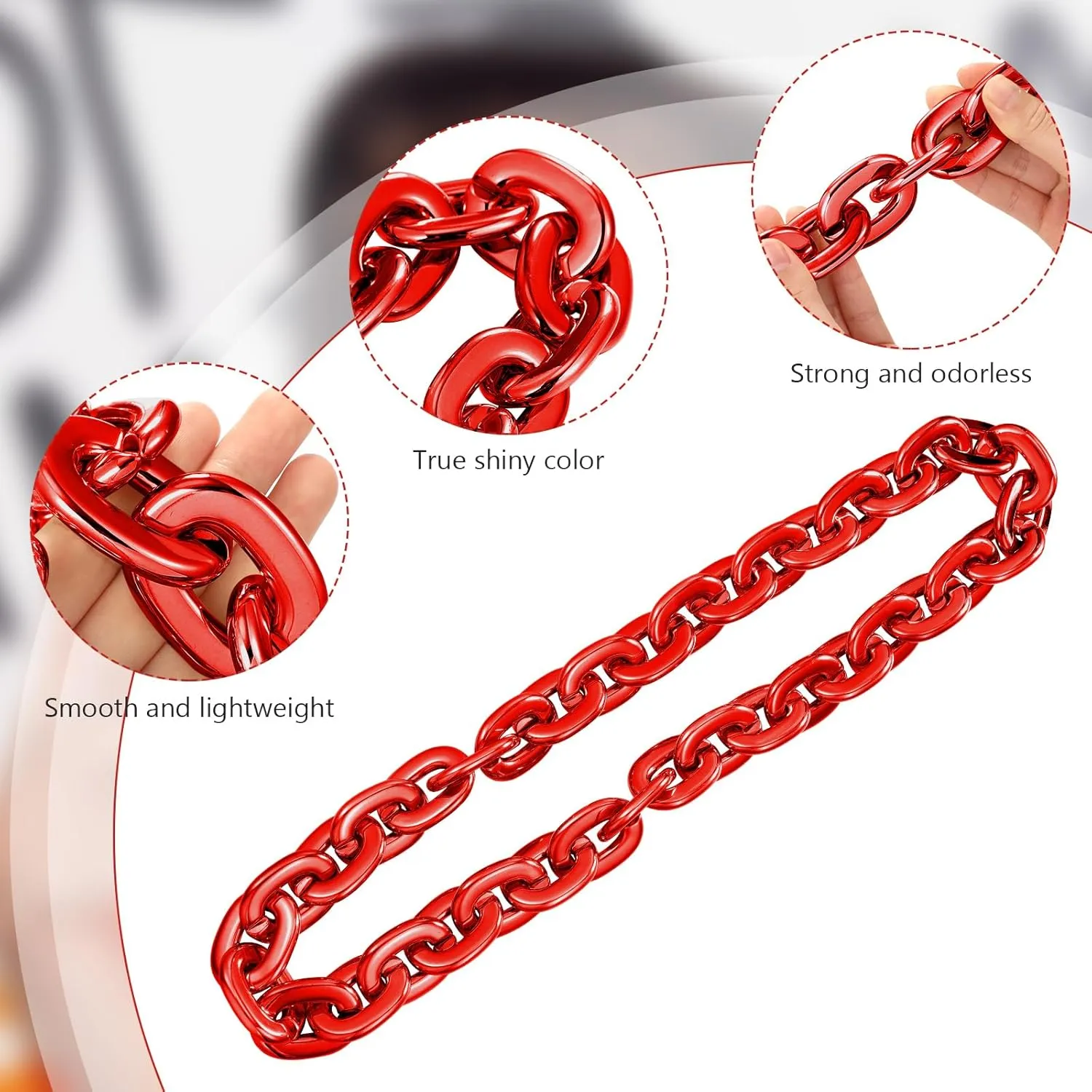 Jumbo Plastic Chain Necklace Hip Hop Rapper Gold Chain for Party Costume Accessory, 31.5Inch/35.4Inch/39.4Inch