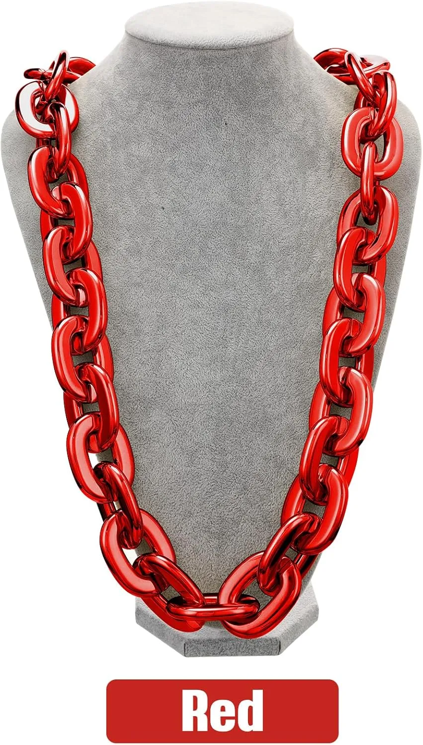 Jumbo Plastic Chain Necklace Hip Hop Rapper Gold Chain for Party Costume Accessory, 31.5Inch/35.4Inch/39.4Inch