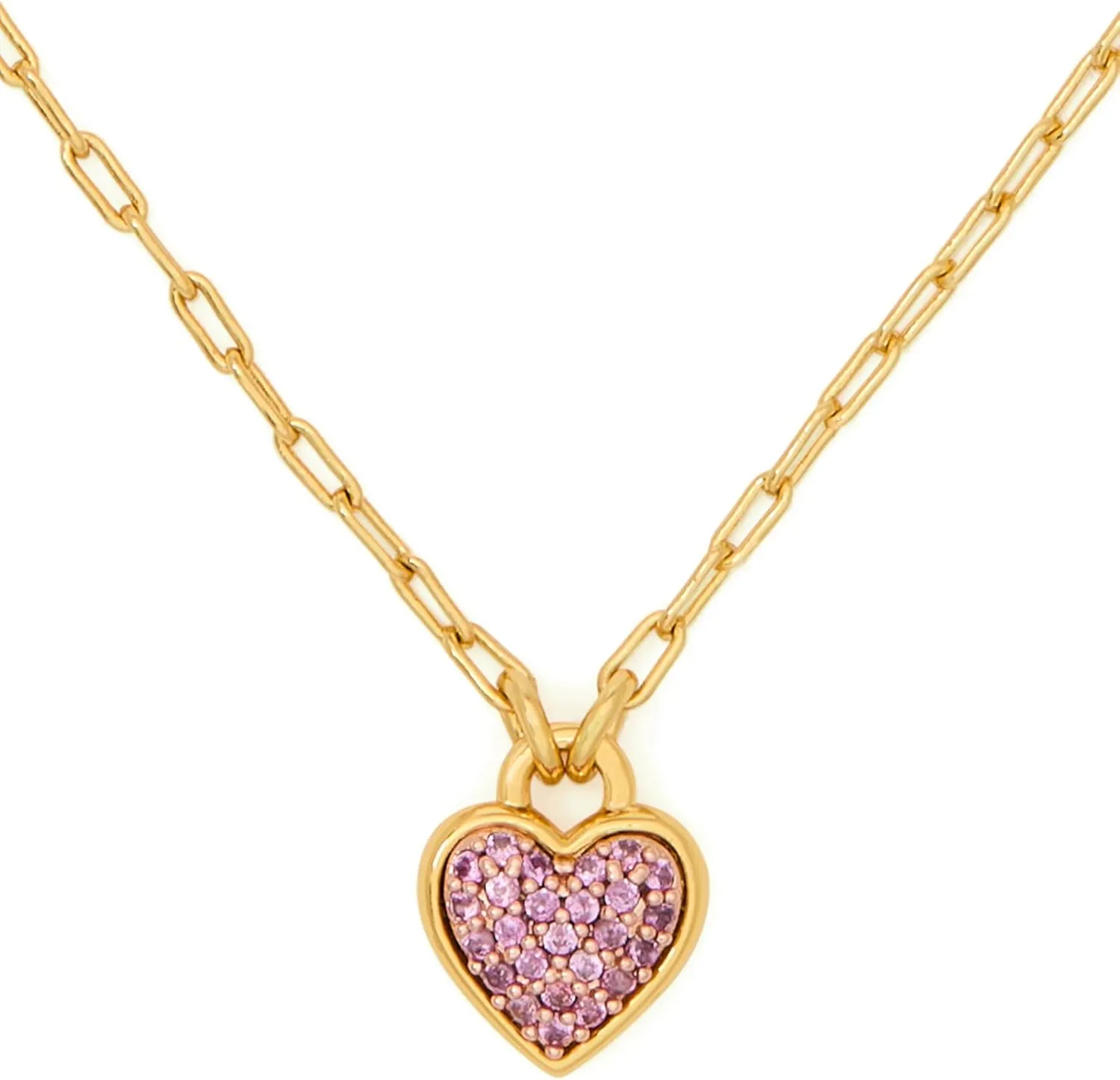 kate spade new york Heart Pave Pendant, Pink/Gold