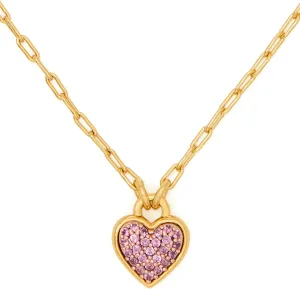 kate spade new york Heart Pave Pendant, Pink/Gold