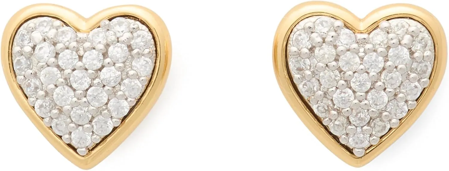 kate spade new york Heart Pave Studs, Clear/Two Tone