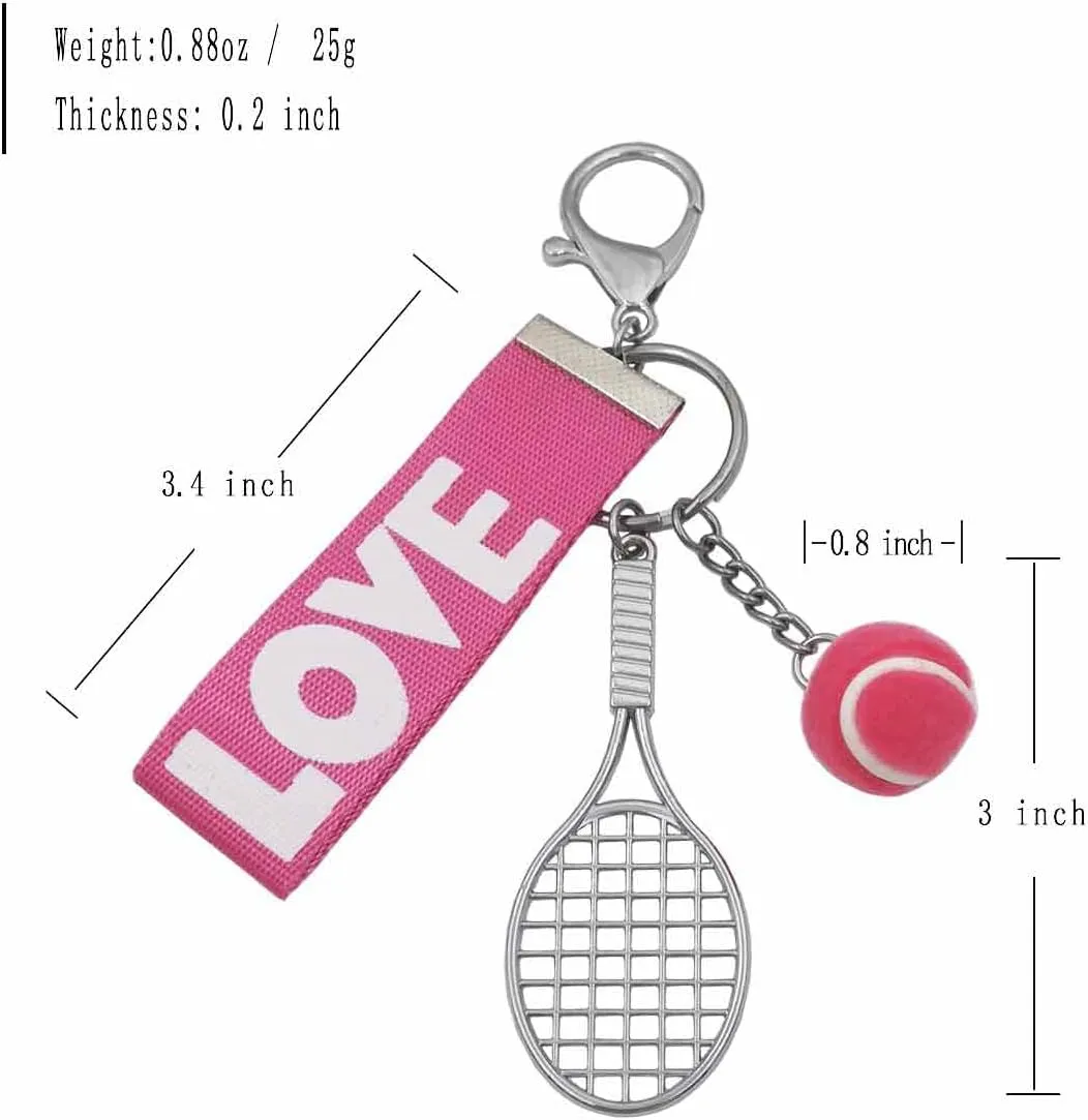 Keele tennis keychain sports mini metal gift colorful 3D ball key chain ring
