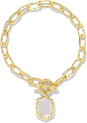 Kendra Scott Daphne Link And Chain Bracelet, Gold-Plated Brass, Ivory Mother Of Pearl, Fashion Jewelry for Women
