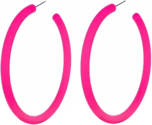 Kercisbeauty Statement Chunky Hoop Pink Earrings Colorful Neon Earrings for Y2k Women Lightweight Jewelry (Thick Hoop)