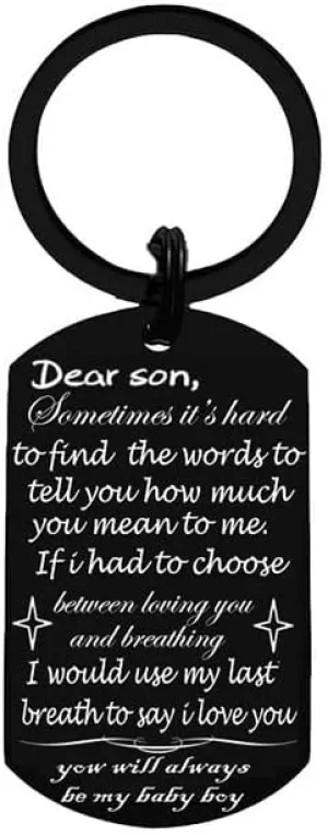 Keychain for Son Gifts Birthday Christmas Gift from Mom and Dad To My Son Sometimes Its Hard to Find Words Key Chains for Sons Gifts Key Rings