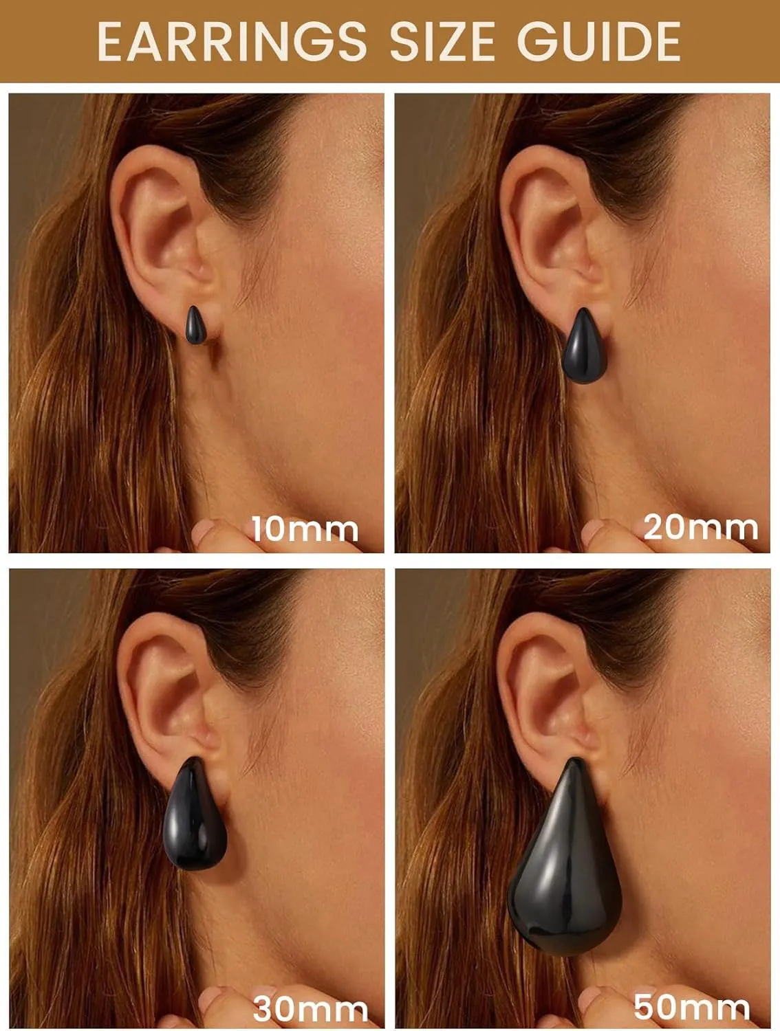 KeyStyle Chunky Gold Hoop Earrings for Women Trendy, Stainless Steel TearDrop Hoops Earring, Lightweight Water Drop Ear Jewerly