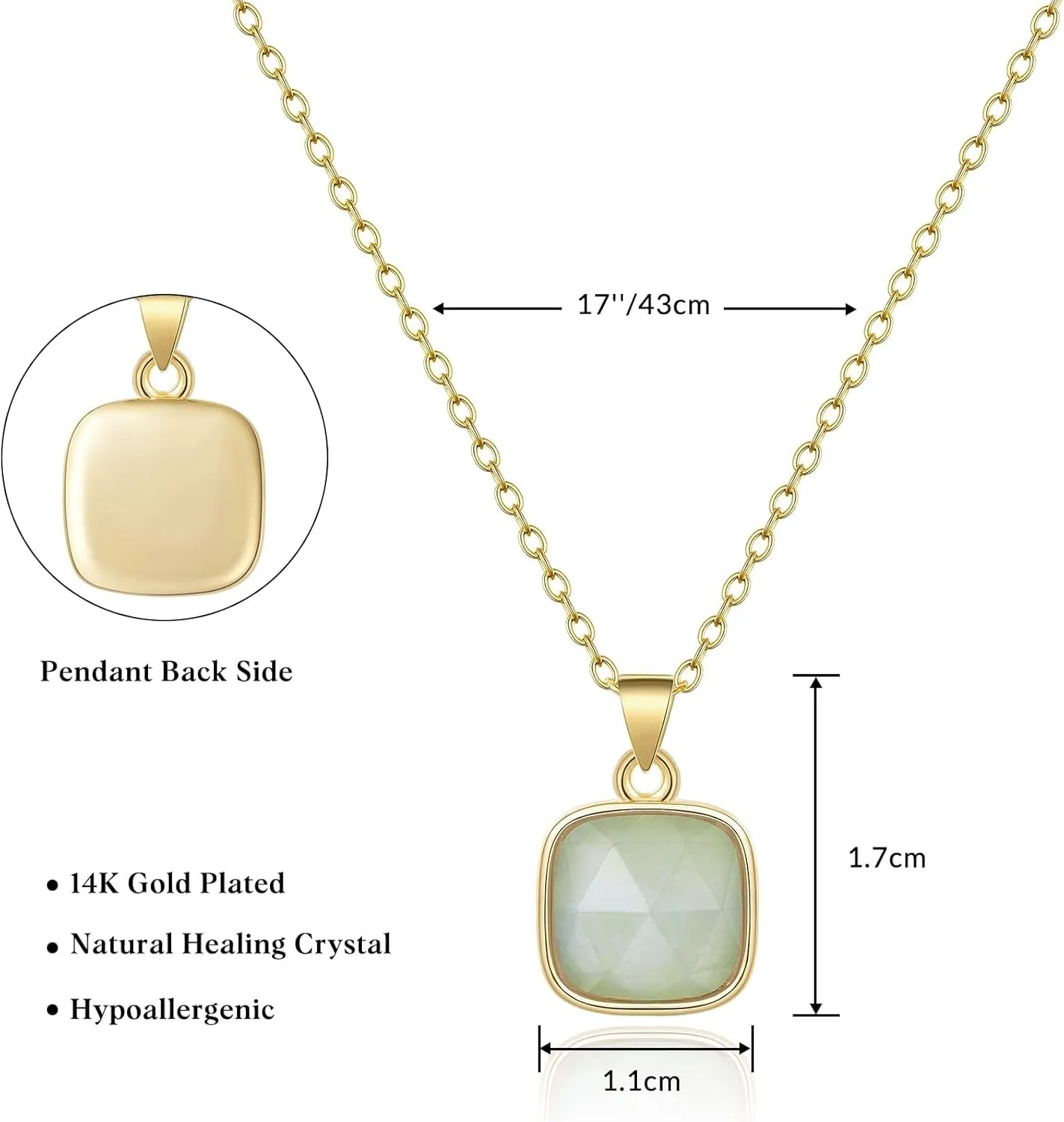 KissYan Healing Crystal Necklace, 14K Gold Plated Natural Stone Pendant Necklace Reiki Quartz Amethyst Citrine Gemstone Spiritual Jewelry Gifts for Women Girls