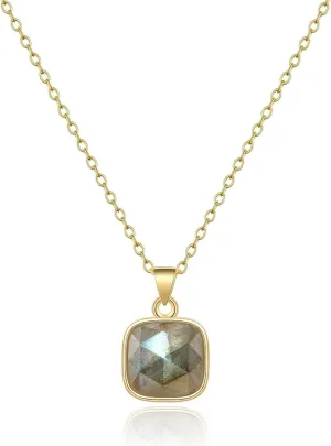 KissYan Healing Crystal Necklace, 14K Gold Plated Natural Stone Pendant Necklace Reiki Quartz Amethyst Citrine Gemstone Spiritual Jewelry Gifts for Women Girls