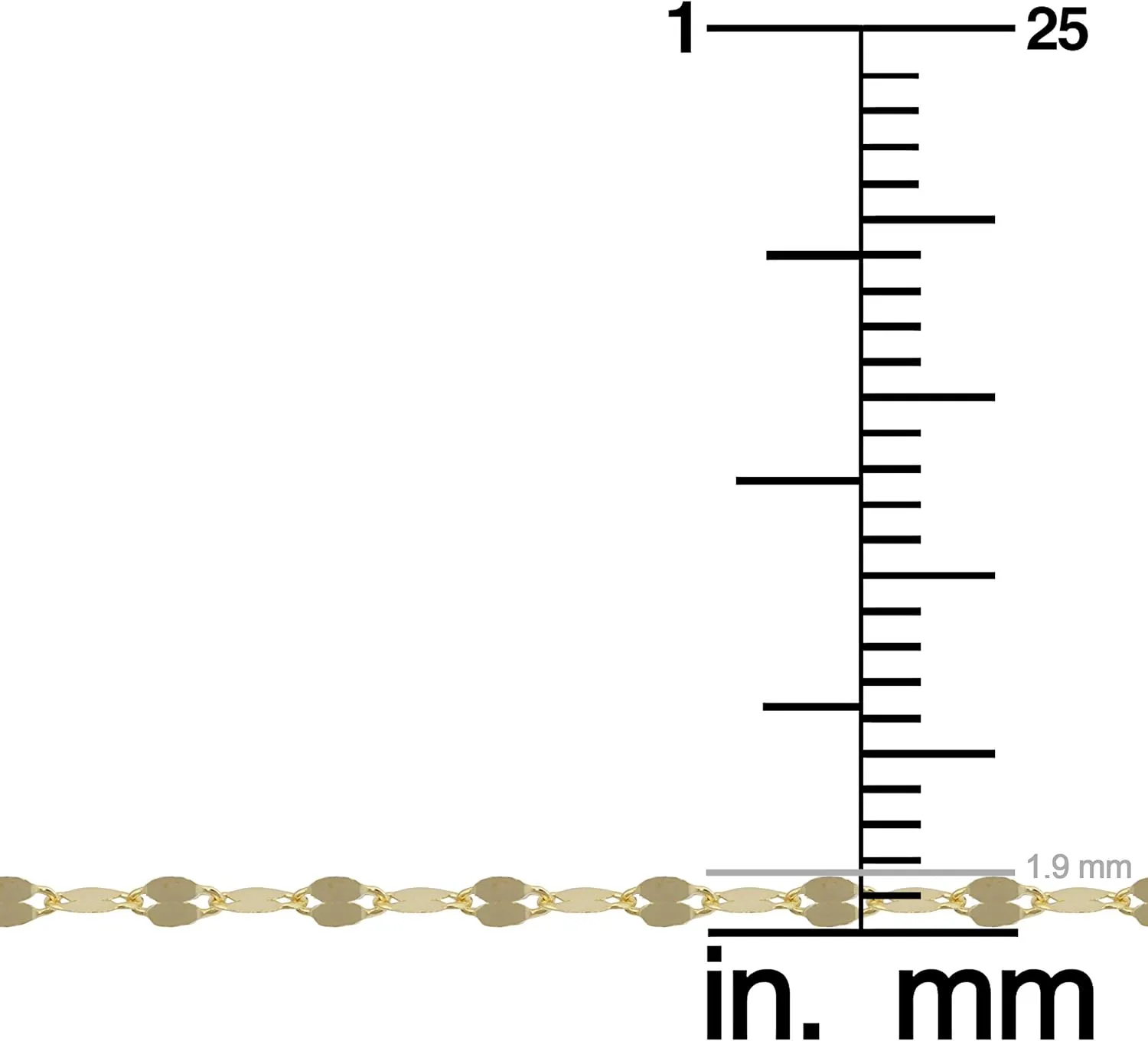 Kooljewelry 10k Yellow Gold 1.9 mm Mirror Flat Link Chain Necklace (16, 18, 20, 22, 24 or 30 inch)