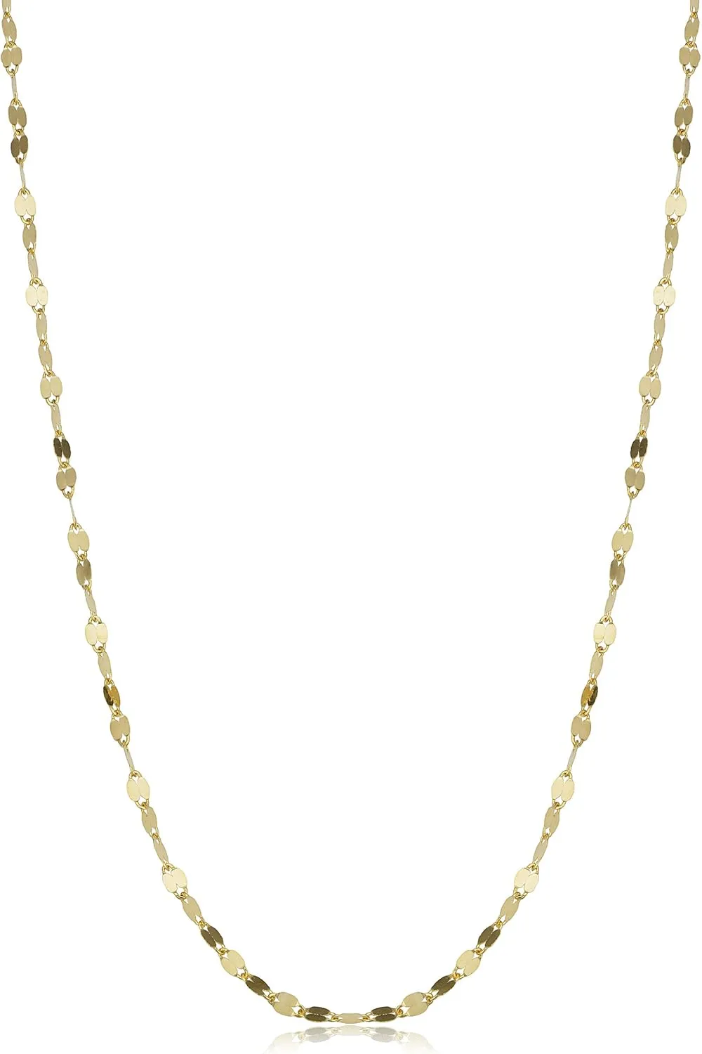 Kooljewelry 10k Yellow Gold 1.9 mm Mirror Flat Link Chain Necklace (16, 18, 20, 22, 24 or 30 inch)
