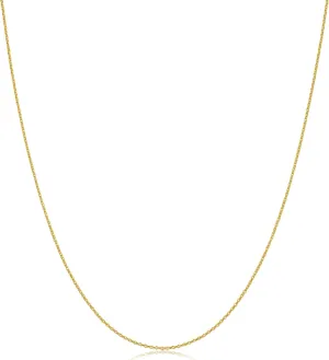 Kooljewelry Solid 14k Yellow or White Gold 0.8 mm Cable Chain Necklace (16, 18, 20, 24 or 30 inch)
