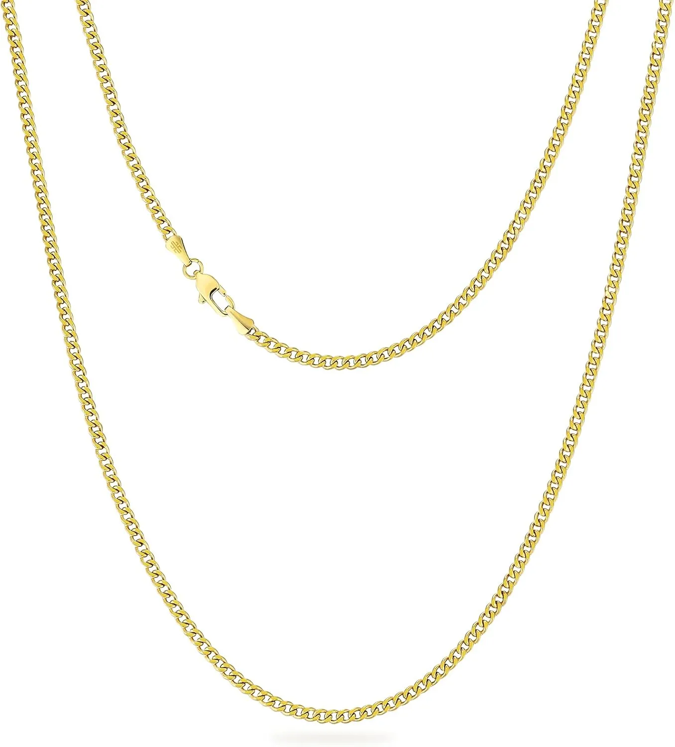 KRKC&CO Real 14K Gold Filled Necklace, Flat Diamond-Cut Miami Cuban Link Curb Chain for Men Women, Hip-Hop & Cool Style Anti-Allergies, 3/4/5mm, 18/20/22/24Inch