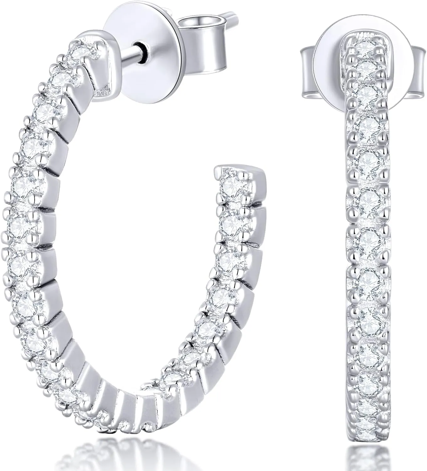 KSTYLE Moissanite Earrings Open Hoop Earrings 20/25/30mm | D Color-VVS1| 14K Yellow/White Gold Plated S925 Sterling Silver Hoops Earring Hypoallergenic Moissanite Hoop Earring for Women Gift for Her, 0.6ct-1ct