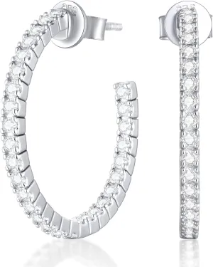 KSTYLE Moissanite Earrings Open Hoop Earrings 20/25/30mm | D Color-VVS1| 14K Yellow/White Gold Plated S925 Sterling Silver Hoops Earring Hypoallergenic Moissanite Hoop Earring for Women Gift for Her, 0.6ct-1ct