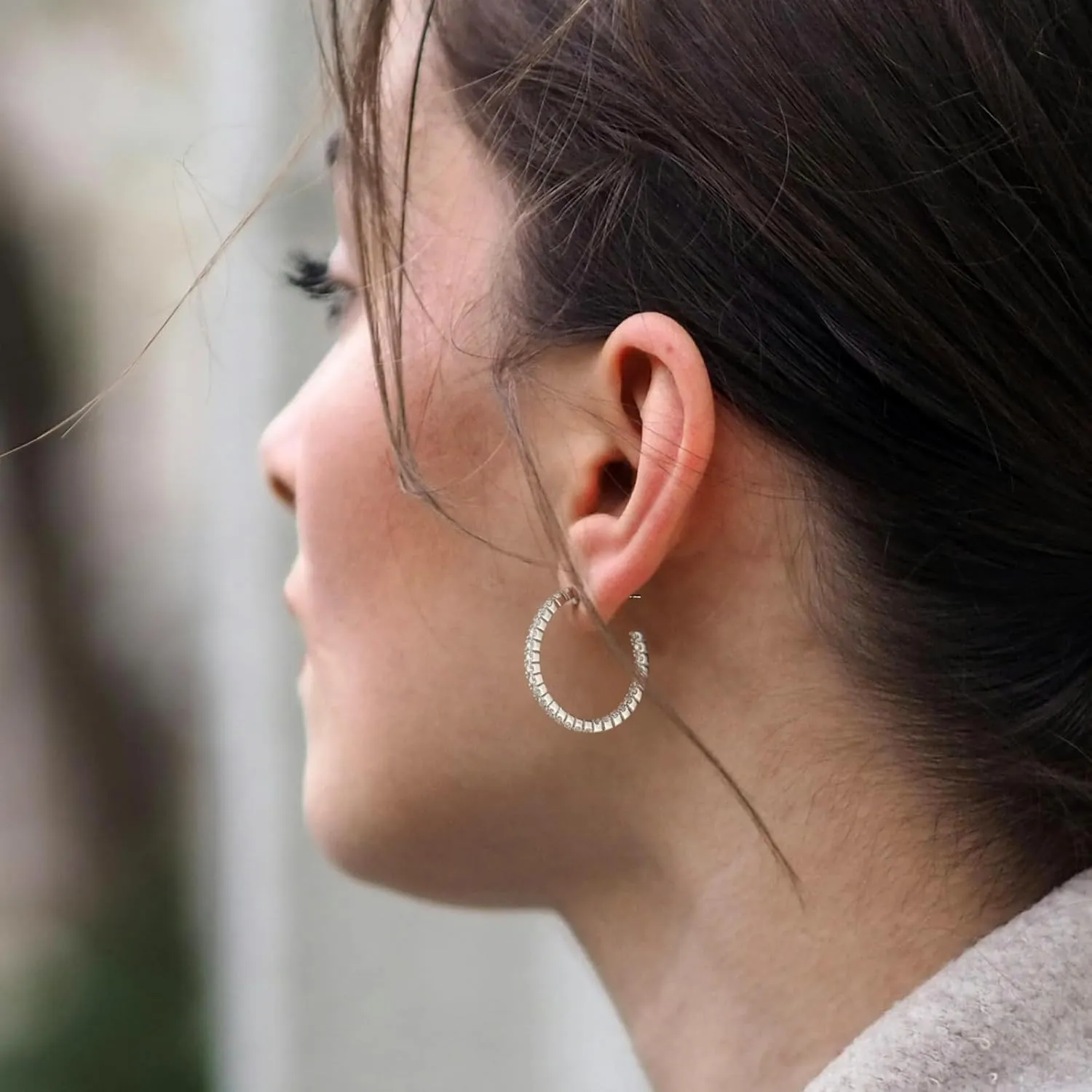 KSTYLE Moissanite Earrings Open Hoop Earrings 20/25/30mm | D Color-VVS1| 14K Yellow/White Gold Plated S925 Sterling Silver Hoops Earring Hypoallergenic Moissanite Hoop Earring for Women Gift for Her, 0.6ct-1ct