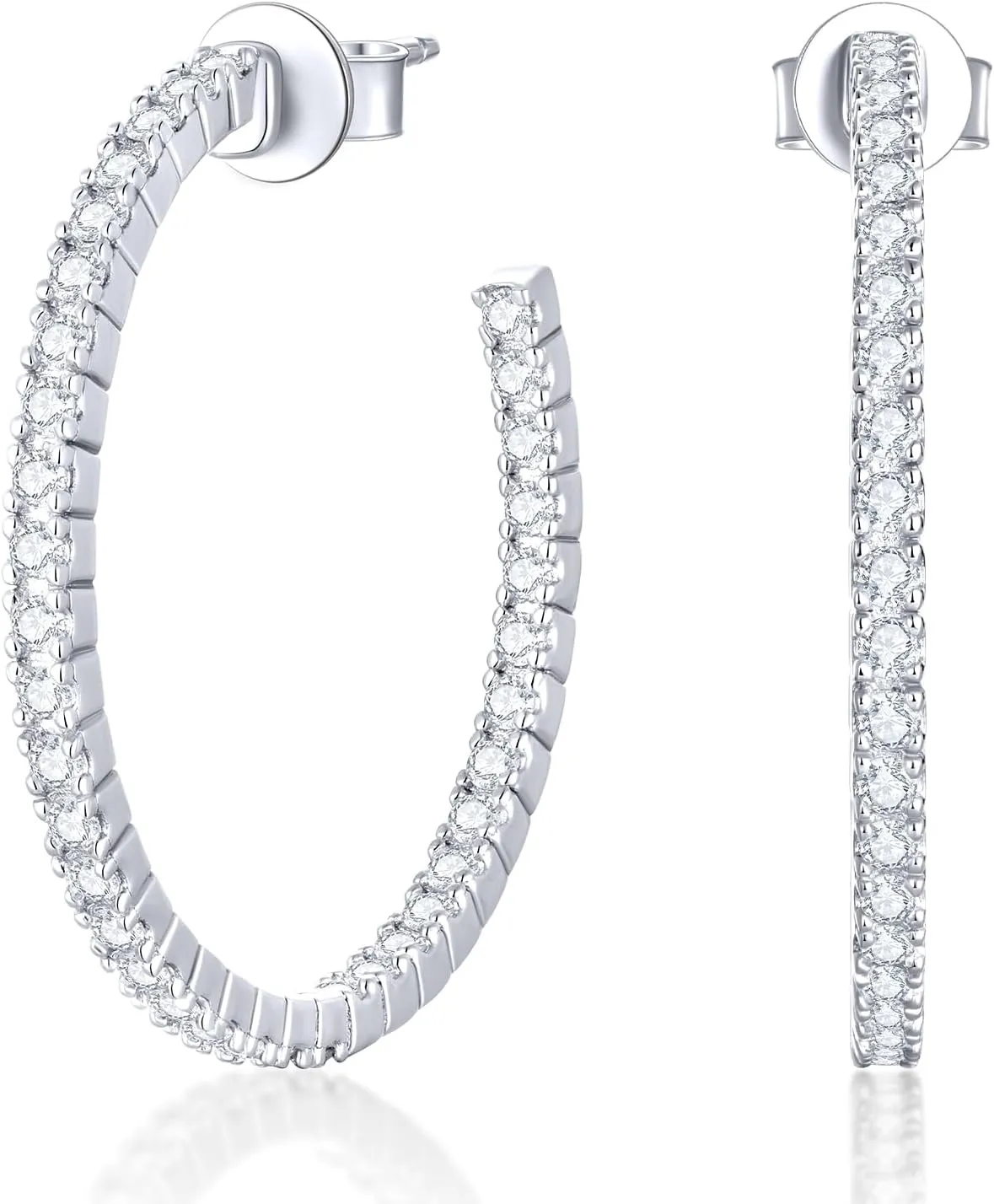 KSTYLE Moissanite Earrings Open Hoop Earrings 20/25/30mm | D Color-VVS1| 14K Yellow/White Gold Plated S925 Sterling Silver Hoops Earring Hypoallergenic Moissanite Hoop Earring for Women Gift for Her, 0.6ct-1ct