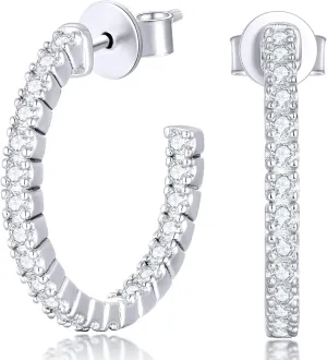 KSTYLE Moissanite Earrings Open Hoop Earrings 20/25/30mm | D Color-VVS1| 14K Yellow/White Gold Plated S925 Sterling Silver Hoops Earring Hypoallergenic Moissanite Hoop Earring for Women Gift for Her, 0.6ct-1ct