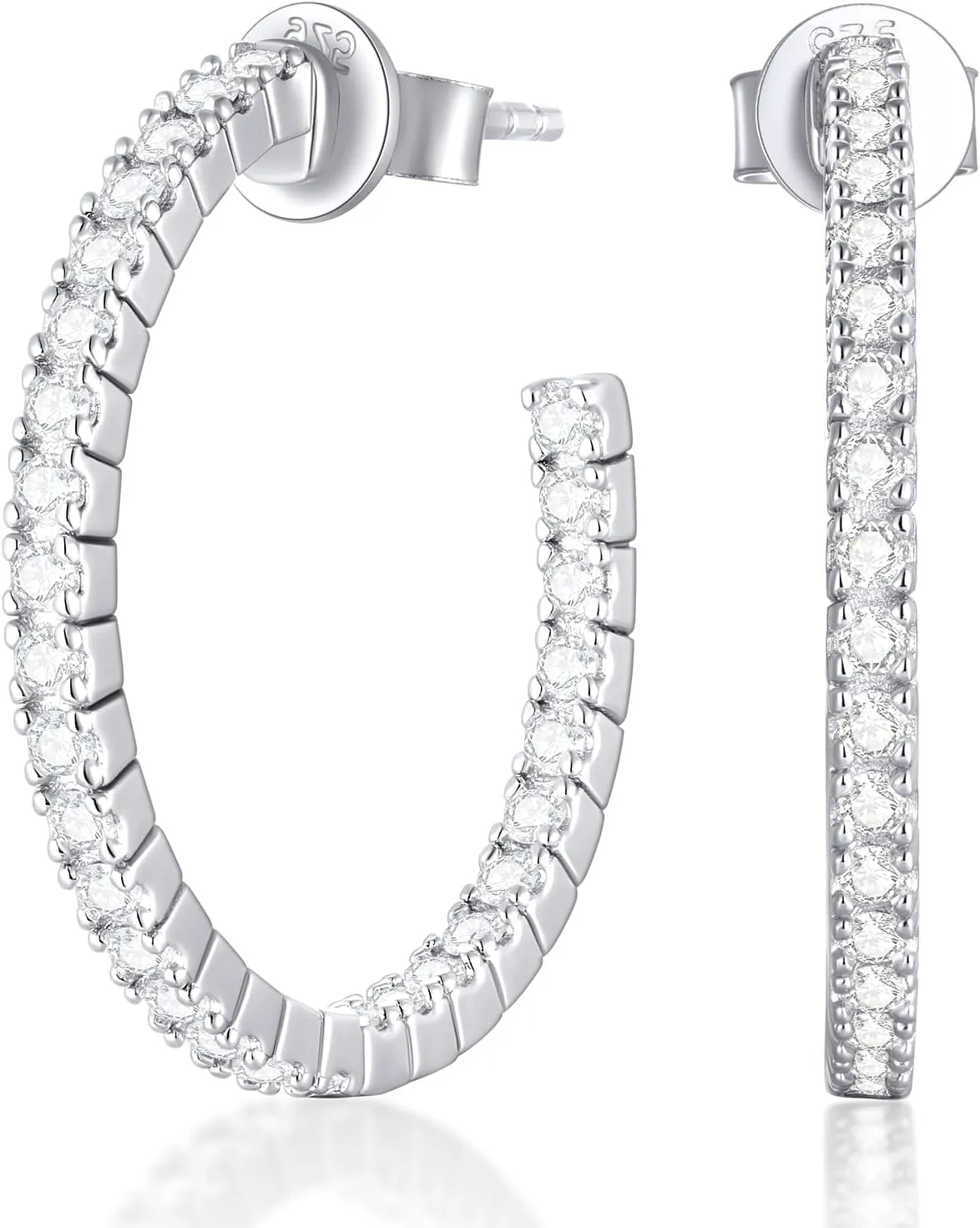 KSTYLE Moissanite Earrings Open Hoop Earrings 20/25/30mm | D Color-VVS1| 14K Yellow/White Gold Plated S925 Sterling Silver Hoops Earring Hypoallergenic Moissanite Hoop Earring for Women Gift for Her, 0.6ct-1ct