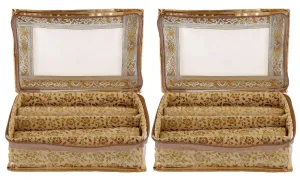 Kuber Industries Brocade Hardboard 2 Pieces Two Rod Bangle Box (Gold)- CTKTC021163 Kuber Industries Brocade Hardboard 2 Pieces Two Rod Bangle Box (Gold)- CTKTC021163