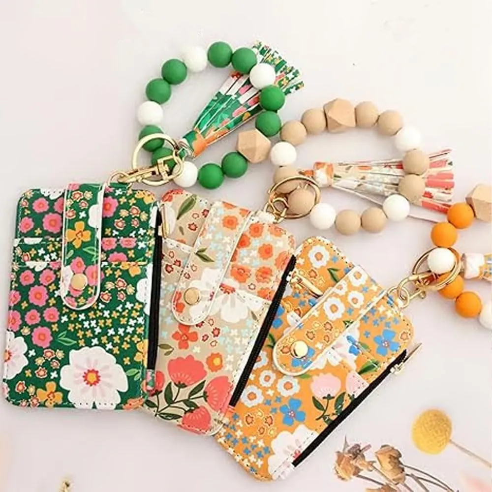 Ladies' Boho Style Wristlet Wallet Keychain With Beaded Tassel Decoration