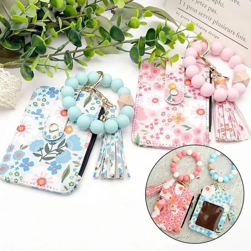 Ladies' Boho Style Wristlet Wallet Keychain With Beaded Tassel Decoration