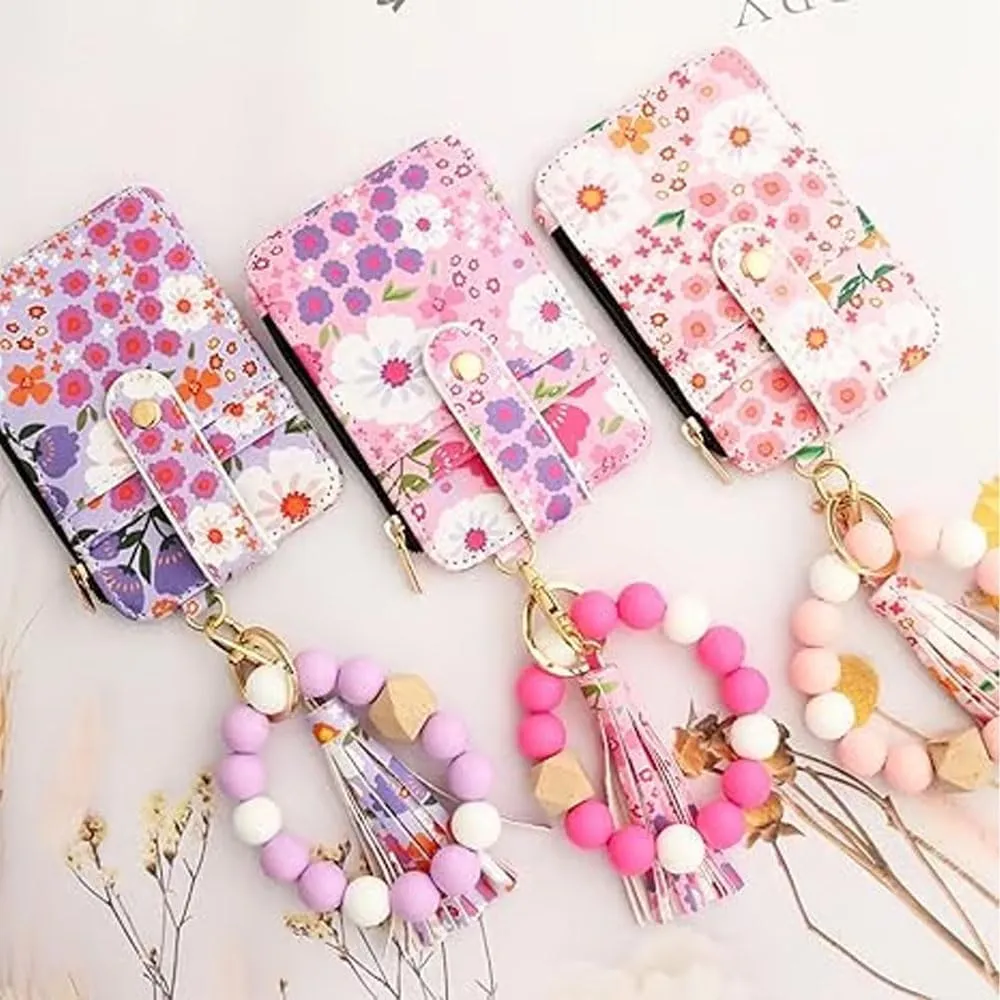 Ladies' Boho Style Wristlet Wallet Keychain With Beaded Tassel Decoration