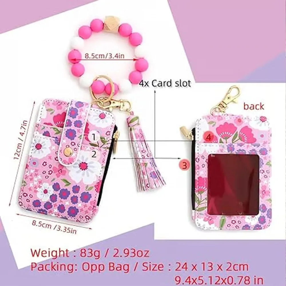Ladies' Boho Style Wristlet Wallet Keychain With Beaded Tassel Decoration
