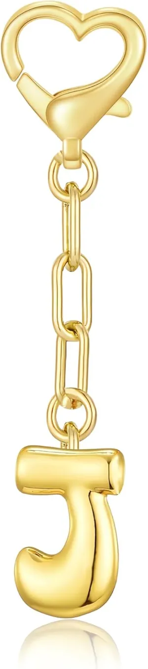 LAEKOU Initial Bag Charms Keychain, Letter Key Chain Charm Accessories for Women Purse Handbags Backpack
