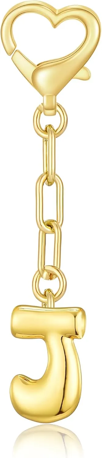 LAEKOU Initial Bag Charms Keychain, Letter Key Chain Charm Accessories for Women Purse Handbags Backpack