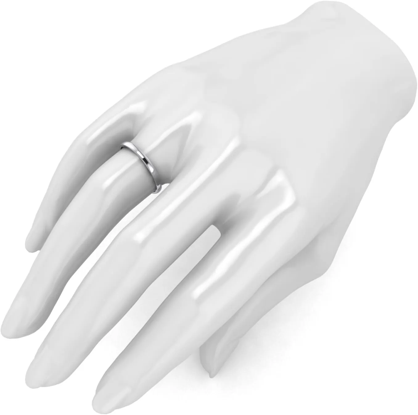 LANDA JEWEL Solid 14k White Rose Yellow Gold 2mm Light Court Shape Comfort Fit Polished Wedding Ring Plain Band