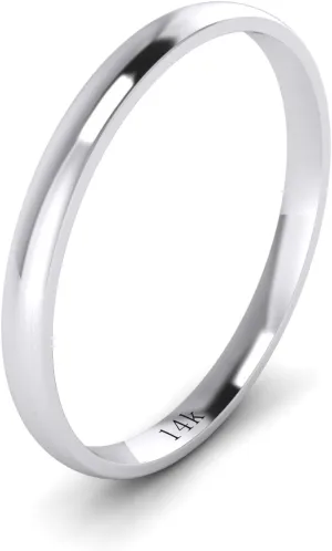 LANDA JEWEL Solid 14k White Rose Yellow Gold 2mm Light Court Shape Comfort Fit Polished Wedding Ring Plain Band