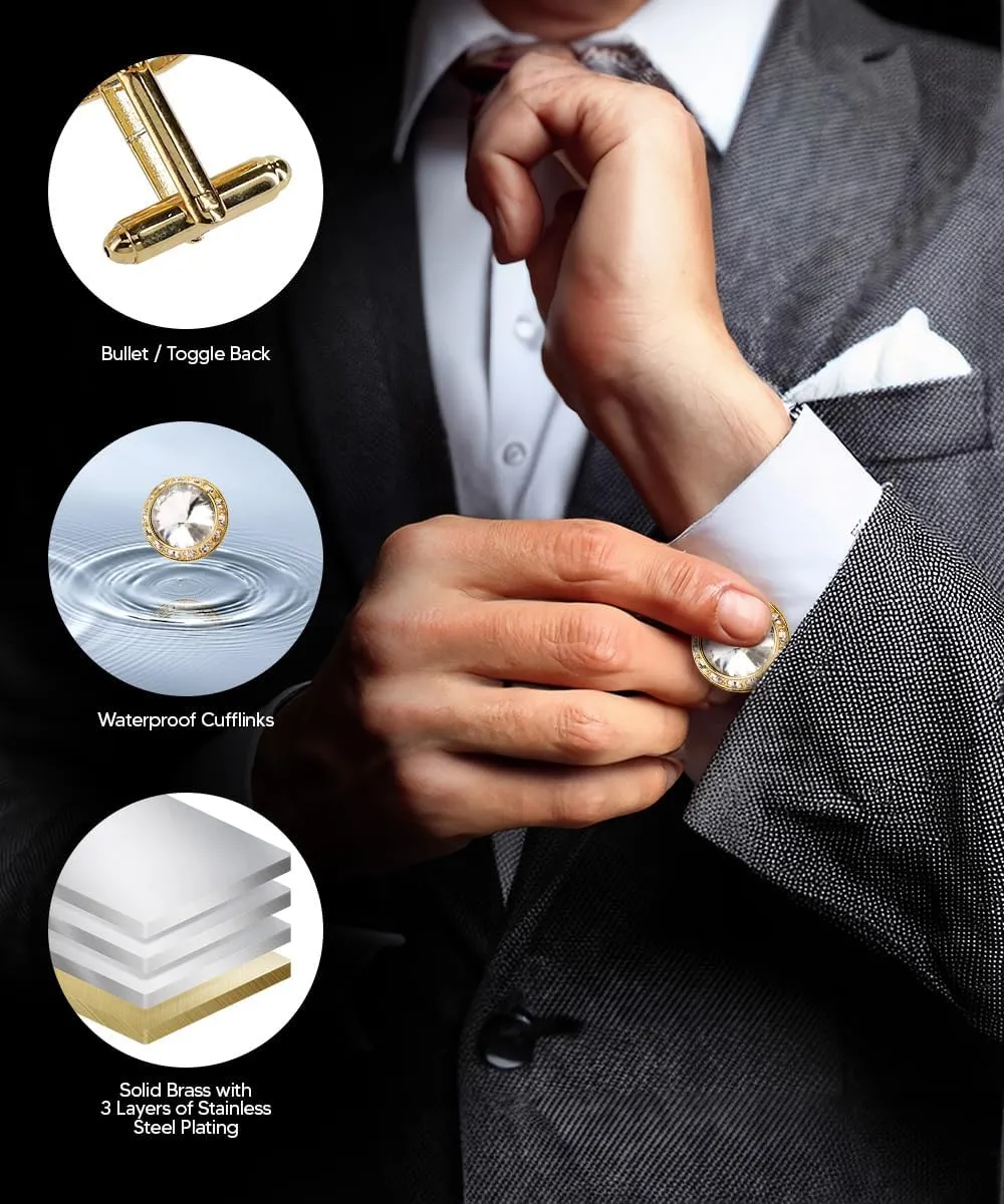Large Bling Color Stone Cuff Links for Men  Tuxedo Suit Accessories, Cufflinks for Men