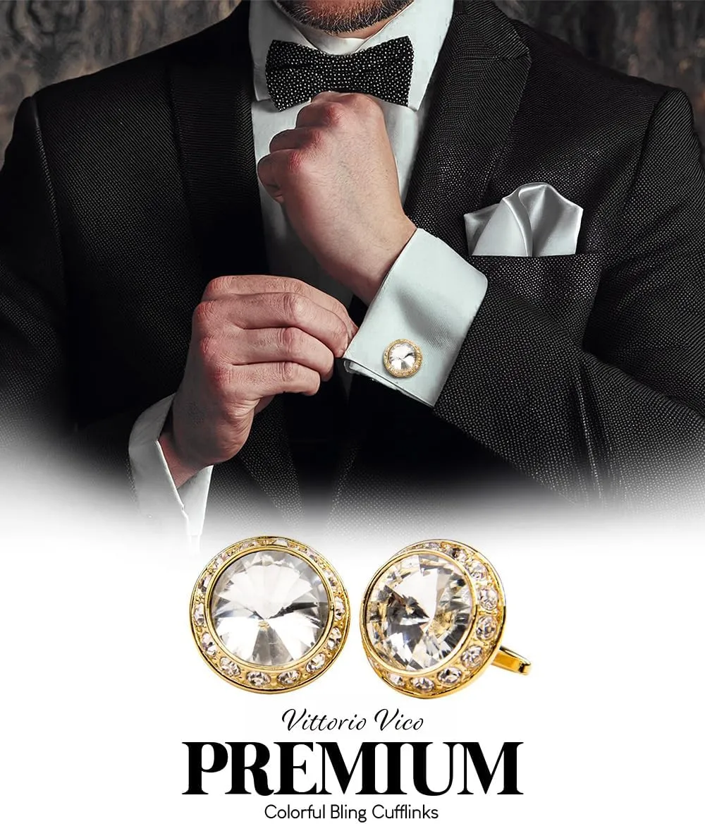 Large Bling Color Stone Cuff Links for Men  Tuxedo Suit Accessories, Cufflinks for Men