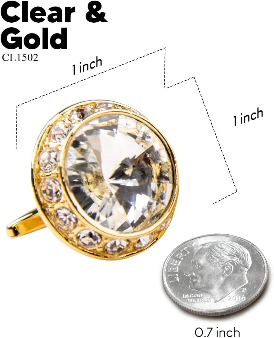 Large Bling Color Stone Cuff Links for Men  Tuxedo Suit Accessories, Cufflinks for Men
