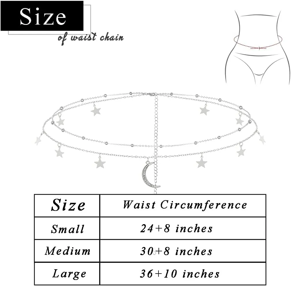 Layered Beads Waist Chain Gold/Silver Sun Belly Chain Bikini Body Chain Women Adjustable Beach Waist Jewelry Accessories
