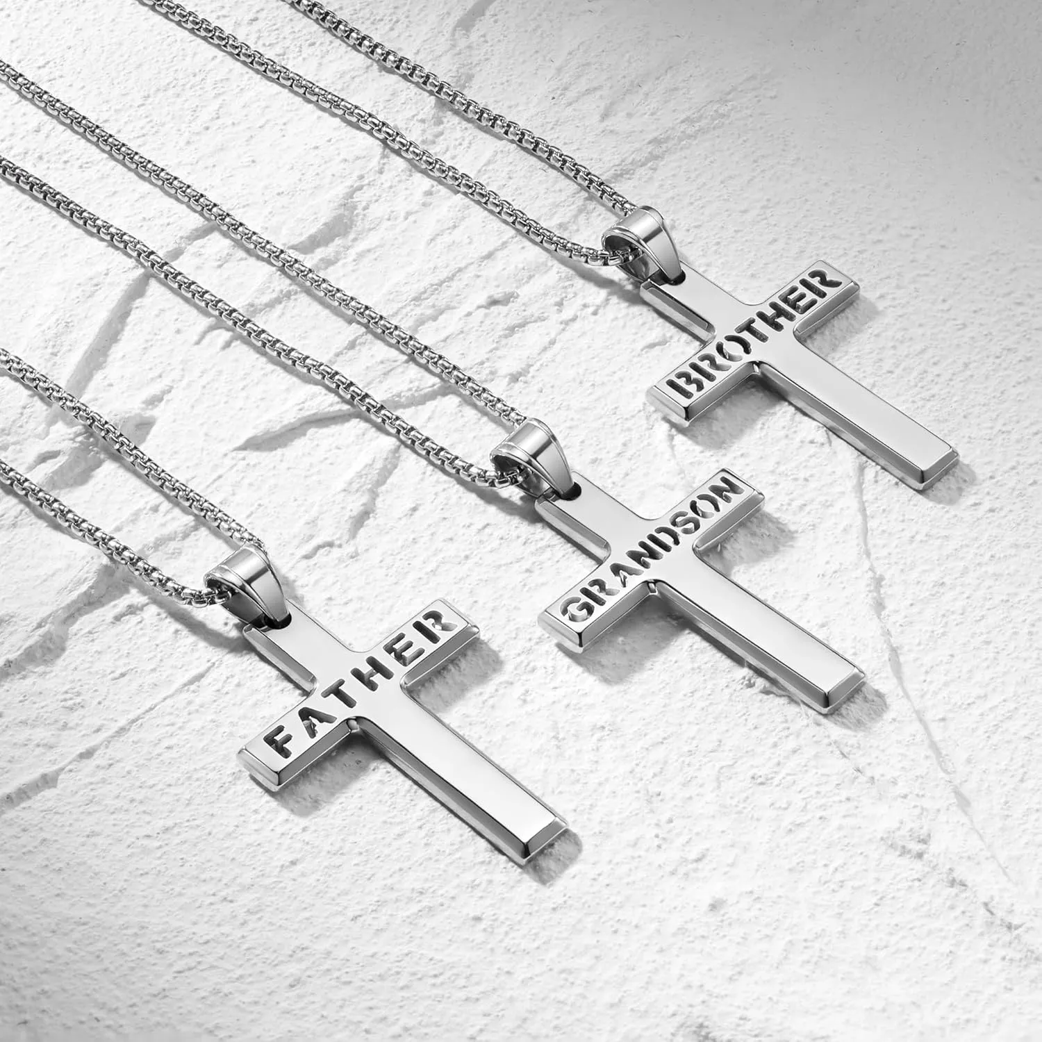 Lcherry Father's Day Gifts Cross Necklace, Stainless Steel Cross Pendant Necklace for Men Birthday Religious Gifts for Men Dad Son Husband