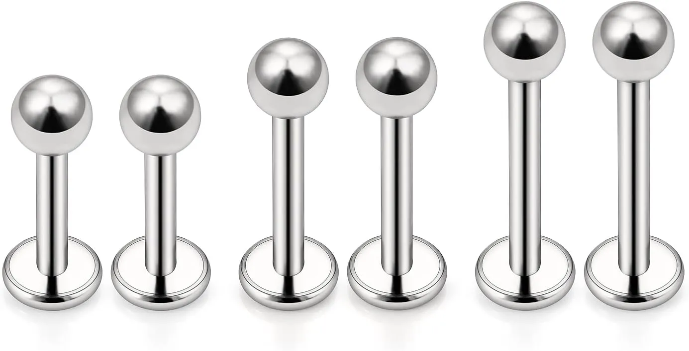 Lcolyoli G23 Titanium Lip Rings 16G 18G 20G Labret Jewelry Medusa Piercing Jewelry Monroe Lip Rings Different Size Tragus Nail Conch Helix Earring Stud Bar Length 6mm 8mm 10mm