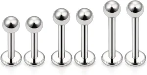 Lcolyoli G23 Titanium Lip Rings 16G 18G 20G Labret Jewelry Medusa Piercing Jewelry Monroe Lip Rings Different Size Tragus Nail Conch Helix Earring Stud Bar Length 6mm 8mm 10mm