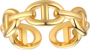 LEMON GRASS Gold Chain Link Ring | Chunky Curb-Link Open Ring | Stackable Thick Chain Simple Open Circle Band Adjustable