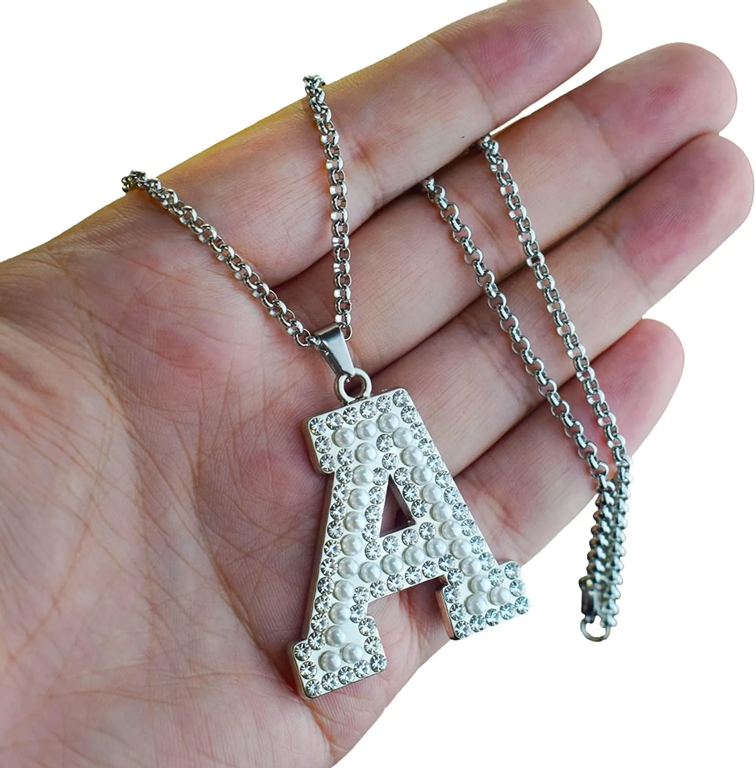 Letter Pendant Initial Necklace for Women Letter Necklace Family Name Necklace for Men Letter Chain A-Z Alphabet Pendant Necklaces Charms Jewelry for Birthday Anniversary