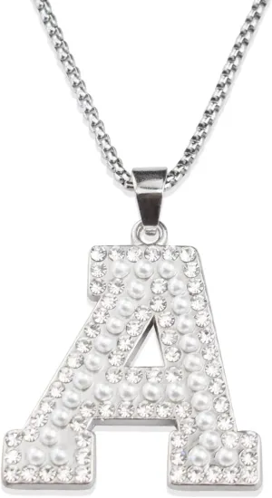Letter Pendant Initial Necklace for Women Letter Necklace Family Name Necklace for Men Letter Chain A-Z Alphabet Pendant Necklaces Charms Jewelry for Birthday Anniversary