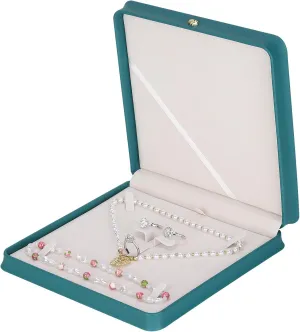 LETURE Large Jewelry Set Gift Box, Big Necklace Jewellery Set Storage Box, Elegant Gift Box For Bracelet Necklace Chain Earring Ring (PEACOCK BLUE)