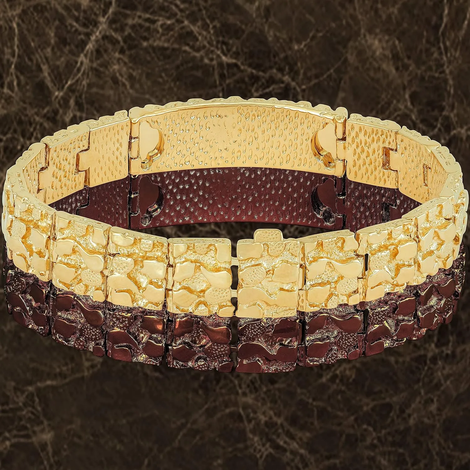 LIFETIME JEWELRY Nugget ID Bracelet for Men and Women 24k Real Gold Plated