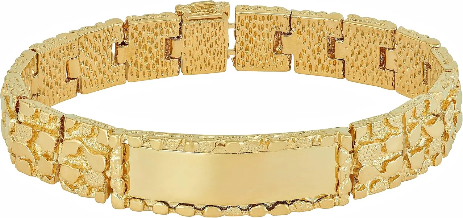 LIFETIME JEWELRY Nugget ID Bracelet for Men and Women 24k Real Gold Plated