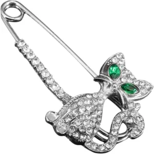 LIFKOME Cute Cat Accessories Rhinestone Cat Brooch Pin Animal Brooch for Girls