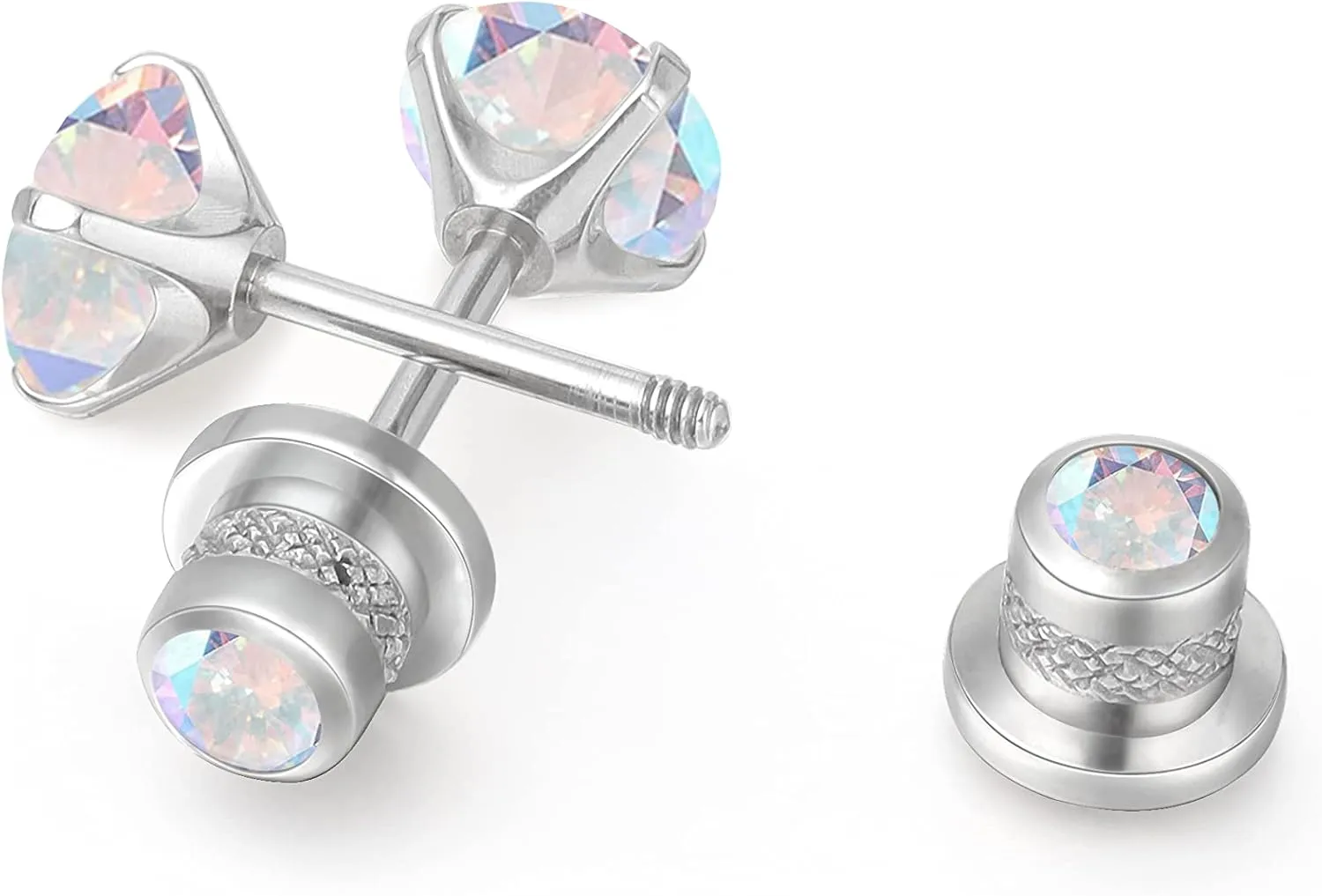 Limerencia Hypoallergenic G23 Implant Grade Titanium Screw Back Earrings Tragus 20G Helix F136 Piercing Post for Sensitive Ears Simulated Diamond Cartilage