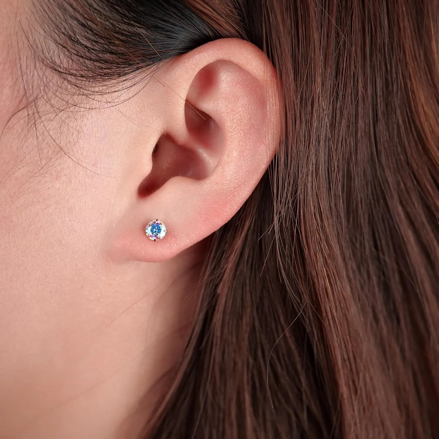Limerencia Hypoallergenic G23 Implant Grade Titanium Screw Back Earrings Tragus 20G Helix F136 Piercing Post for Sensitive Ears Simulated Diamond Cartilage