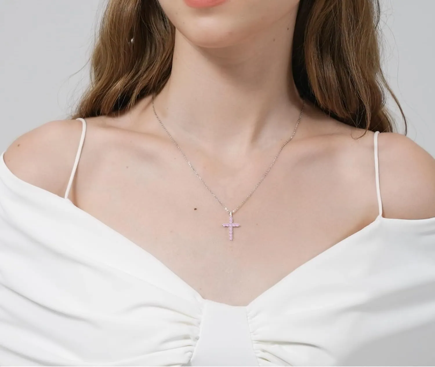 LMXXVJ Cross Necklace for Women,Cubic zirconia Cross Necklace Pendant Jewelry,Birthday Anniversary Festival Prom Gift