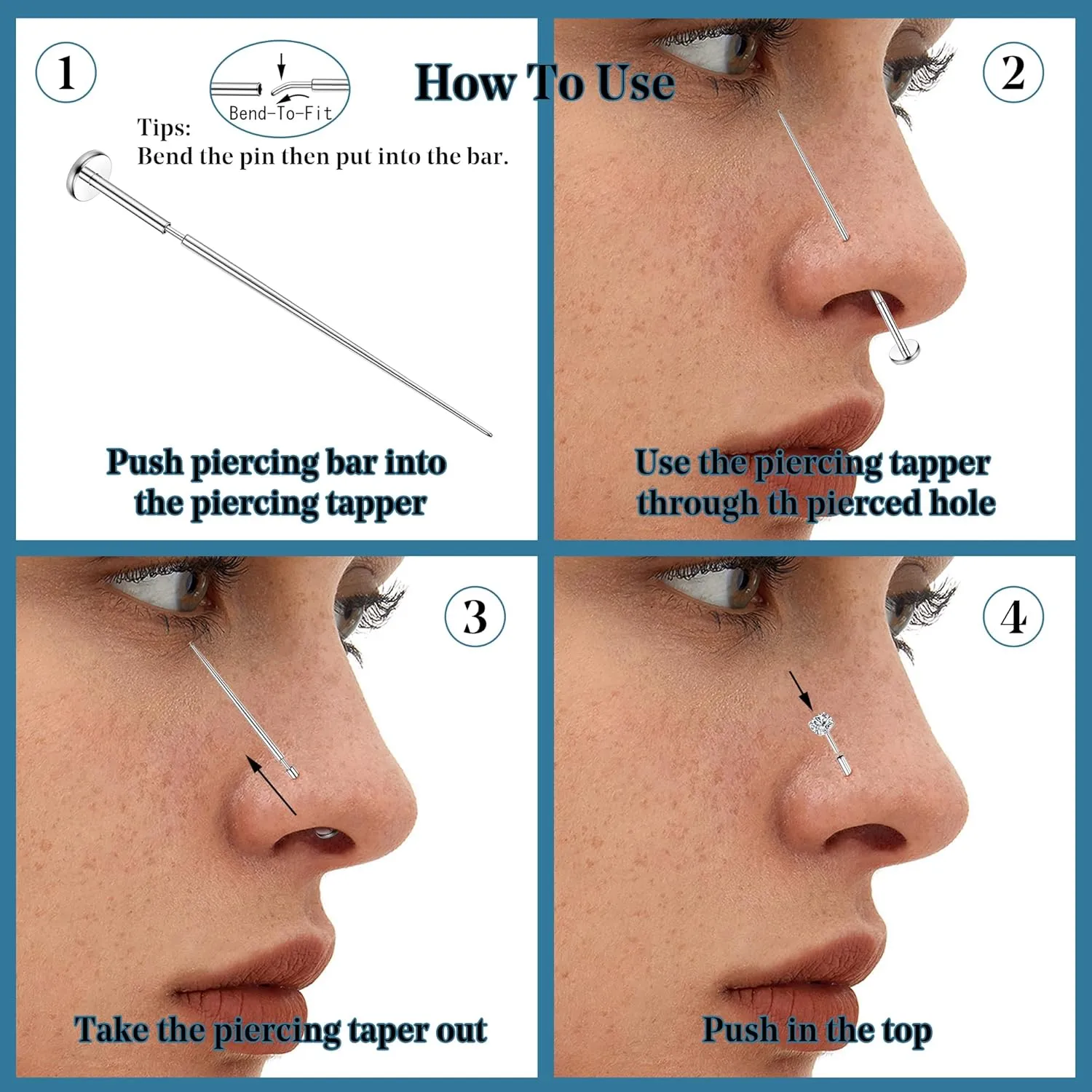 LOLIAS 18PCS Threadless Nose Rings Studs for Women Men 20G 18G 16G Hypoallergenic Surgical Stainless Steel Labret Lip Rings CZ Opal Push in Earrings Flat Back Nose Stud Cartilage Nostril Conch Helix Tragus Piercing Jewelry